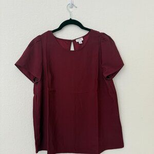 NWT J. Crew Factory Burgundy Short Sleeve Blouse